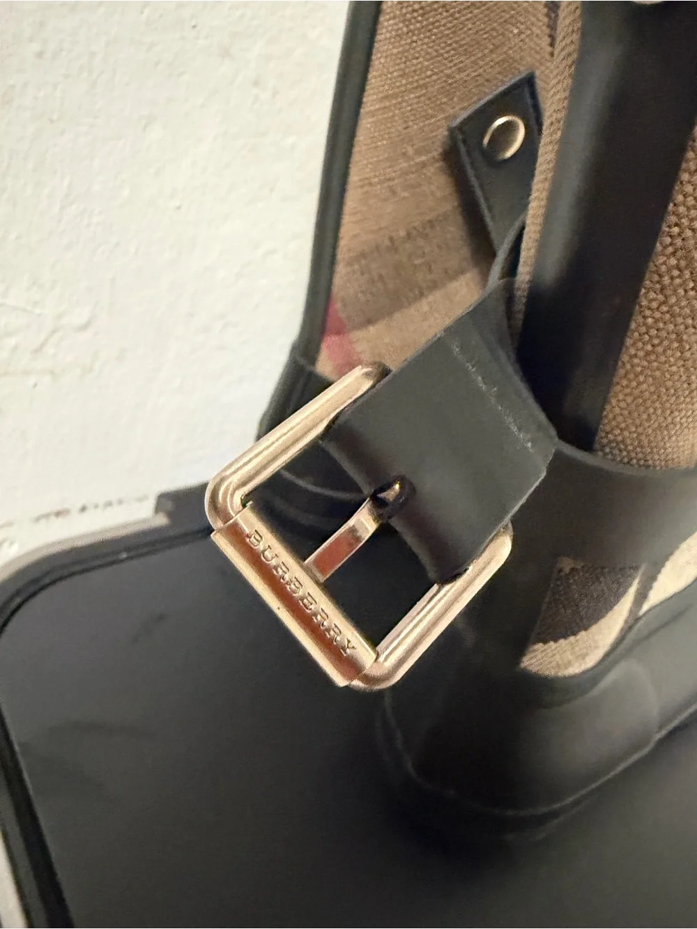 Burberry Black Halloway Nova Check Rain Boot Womens EU SIZE 38